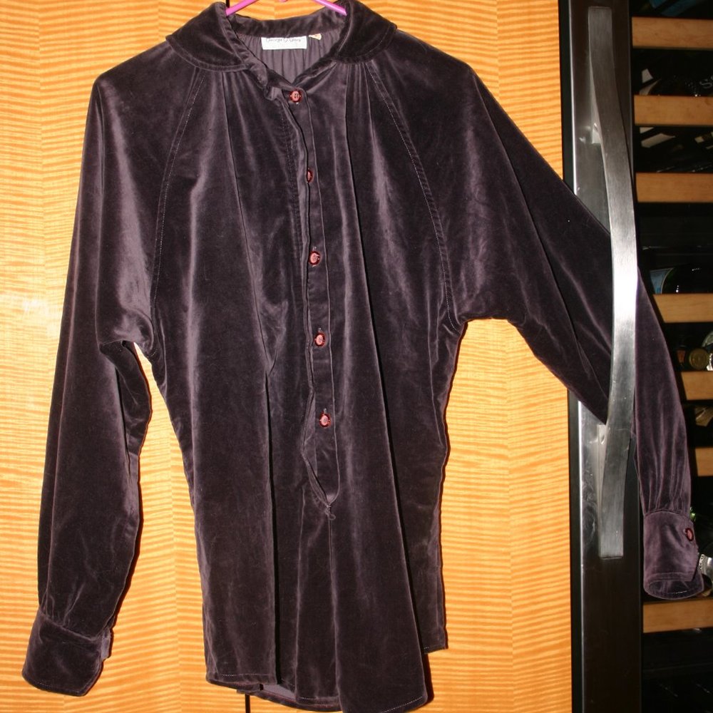 GEORGE G GREGORY Purple Velveteen Tunic Size S VINTAGE 1977 Think: Renaissance